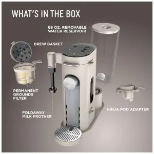 Cafeteira Ninja PB055AST Pedra Preparo Duplo Espumador Reservatório 2L 120V