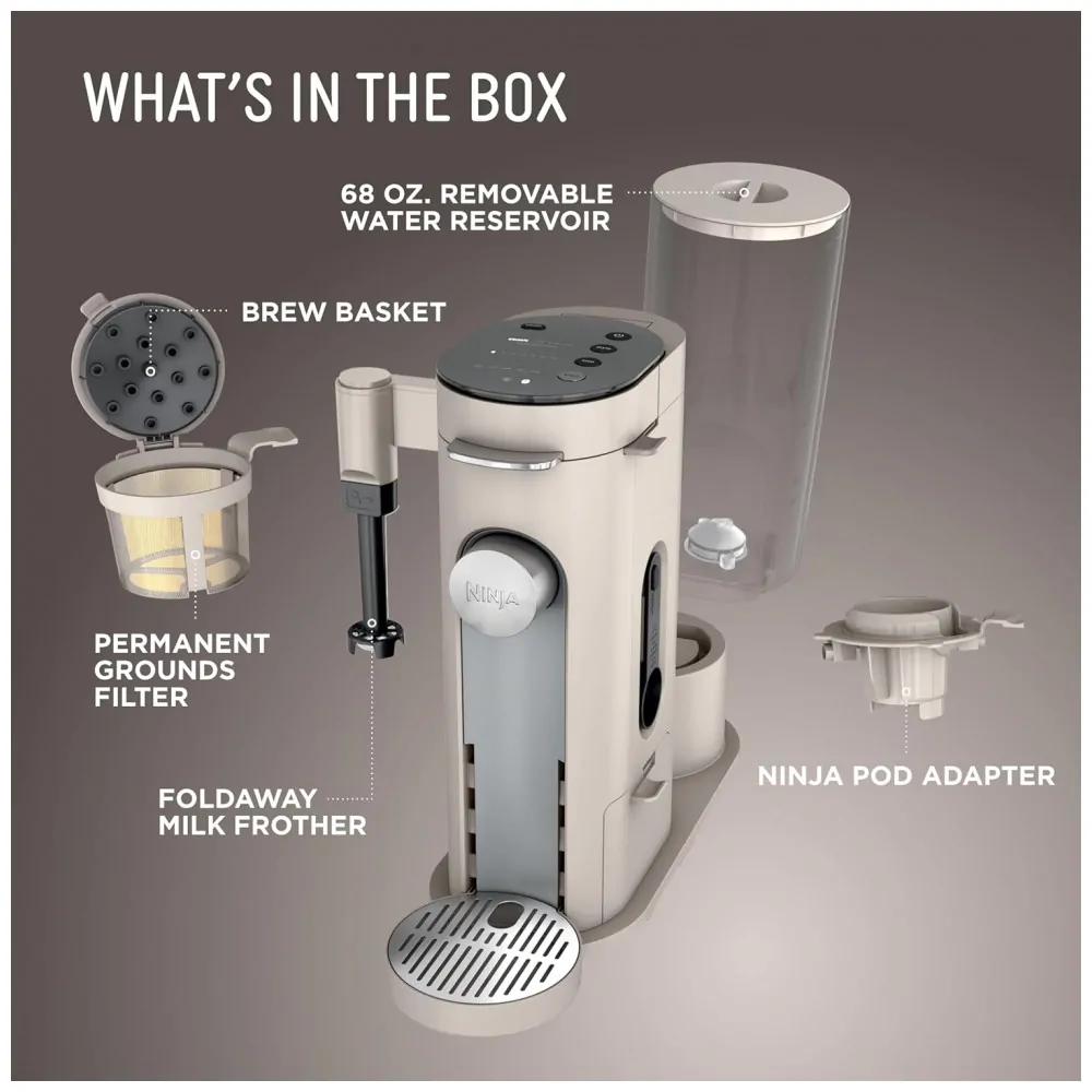 Cafeteira Ninja PB055AST Pedra Preparo Duplo Espumador Reservatório 2L 120V