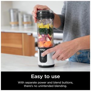 Liquidificador Portátil Ninja Blast, Sem Fio, Recipiente 530ml, Tampa Antivazamento com Bico, Glitter Branco, BC152GL, 7.4V