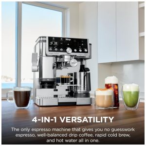 Máquina de Espresso Ninja Luxe Café Pro ES701 Inox, 2 L, Moedor Integrado, 120V