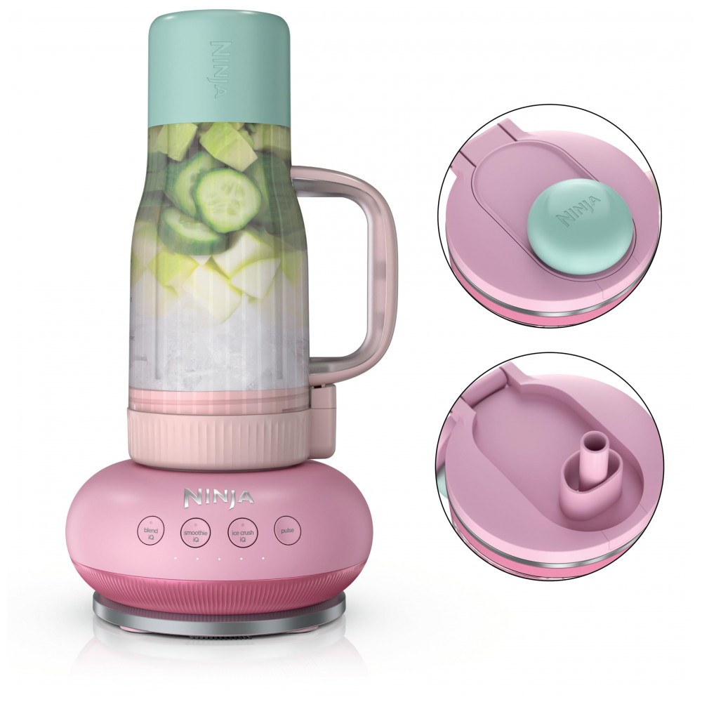 Liquidificador Pessoal Ninja Blendboss Rosa 770 ml Copo Viagem Tampa Antivazamento Auto iQ 110V