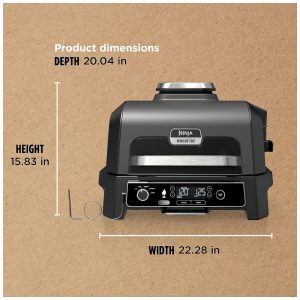Grill Smoker Ninja Outdoor Woodfire Pro XL 4 em 1 Churrasqueira, Fumante, Air Fryer e Forno com Termômetro Embutido