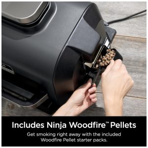 Grill Smoker Ninja Outdoor Woodfire Pro XL 4 em 1 Churrasqueira, Fumante, Air Fryer e Forno com Termômetro Embutido
