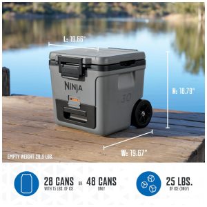 Caixa Térmica com Rodas Ninja FrostVault 28 L Cinza Ardósia Gaveta Dry Zone Isolada