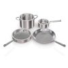 Conjunto de Panelas Ninja EverClad 7 Peças Aço Inox Triplo Fundo Grau Comercial Indução