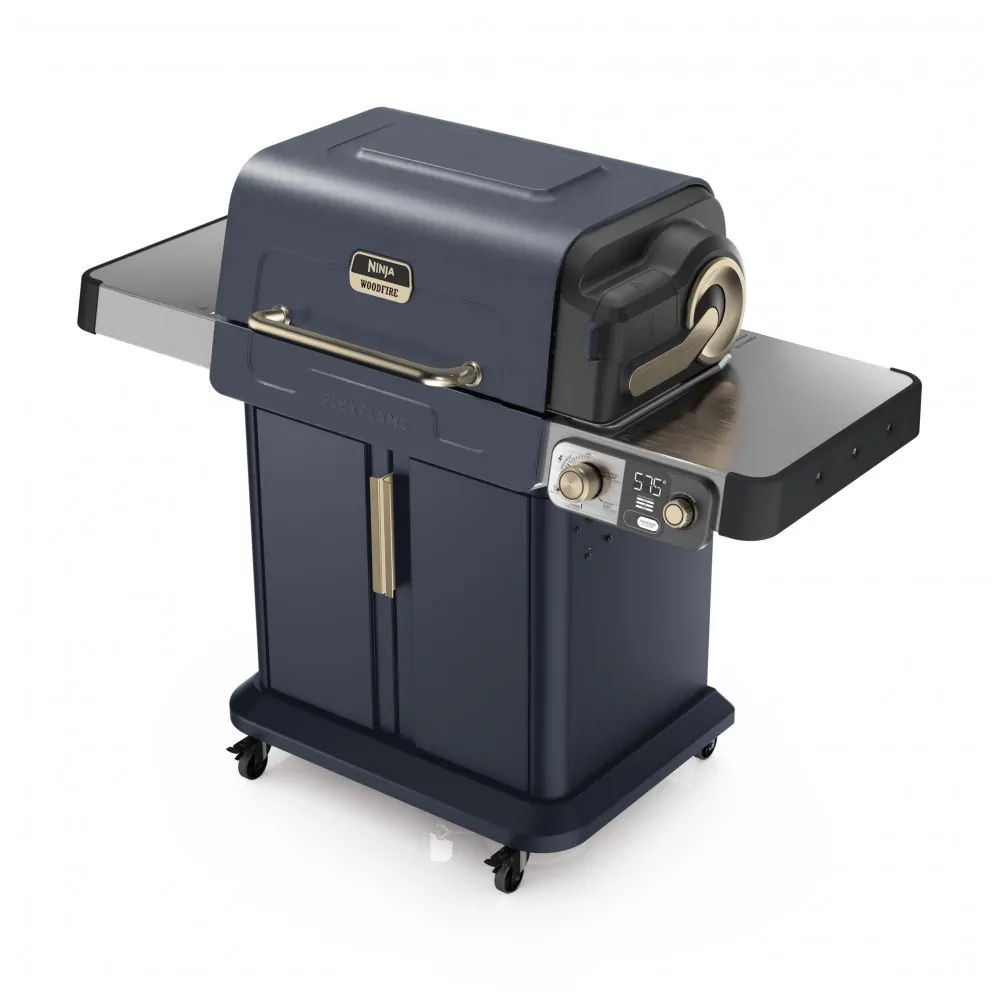 Grill Ninja PG301BL FlexFlame Azul 5 em 1 Defumador 3 Queimadores Tecnologia Woodfire 120V