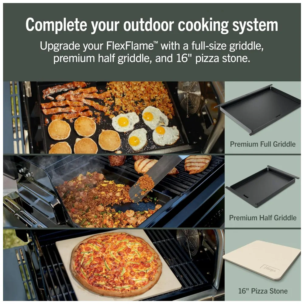 Grill Ninja PG301BL FlexFlame Azul 5 em 1 Defumador 3 Queimadores Tecnologia Woodfire 120V