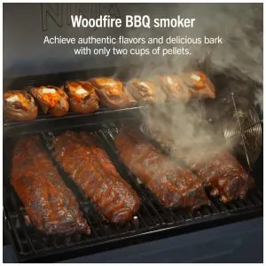 Grill Ninja PG301BL FlexFlame Azul 5 em 1 Defumador 3 Queimadores Tecnologia Woodfire 120V
