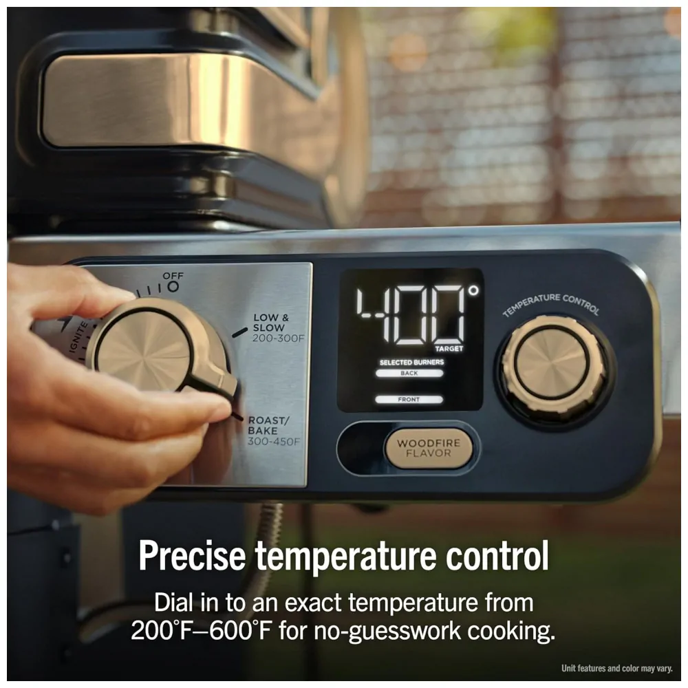 Grill Ninja PG301BL FlexFlame Azul 5 em 1 Defumador 3 Queimadores Tecnologia Woodfire 120V