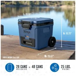 Caixa Térmica com Rodas Ninja FrostVault 28 L Azul Gaveta Dry Zone Isolada