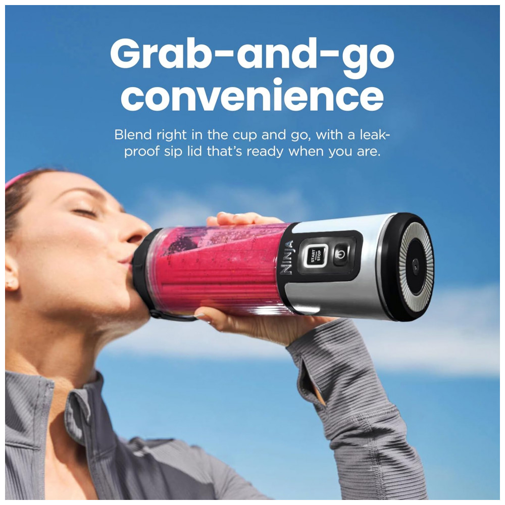 Liquidificador Portátil Ninja Blast 530 ml Rosa Tampa Antivazamento Bateria Recarregável USB C