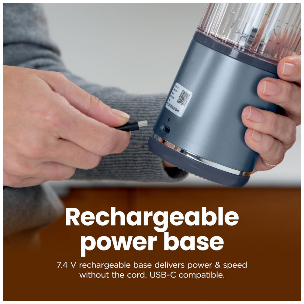Liquidificador Portátil Ninja Blast 530 ml Rosa Tampa Antivazamento Bateria Recarregável USB C