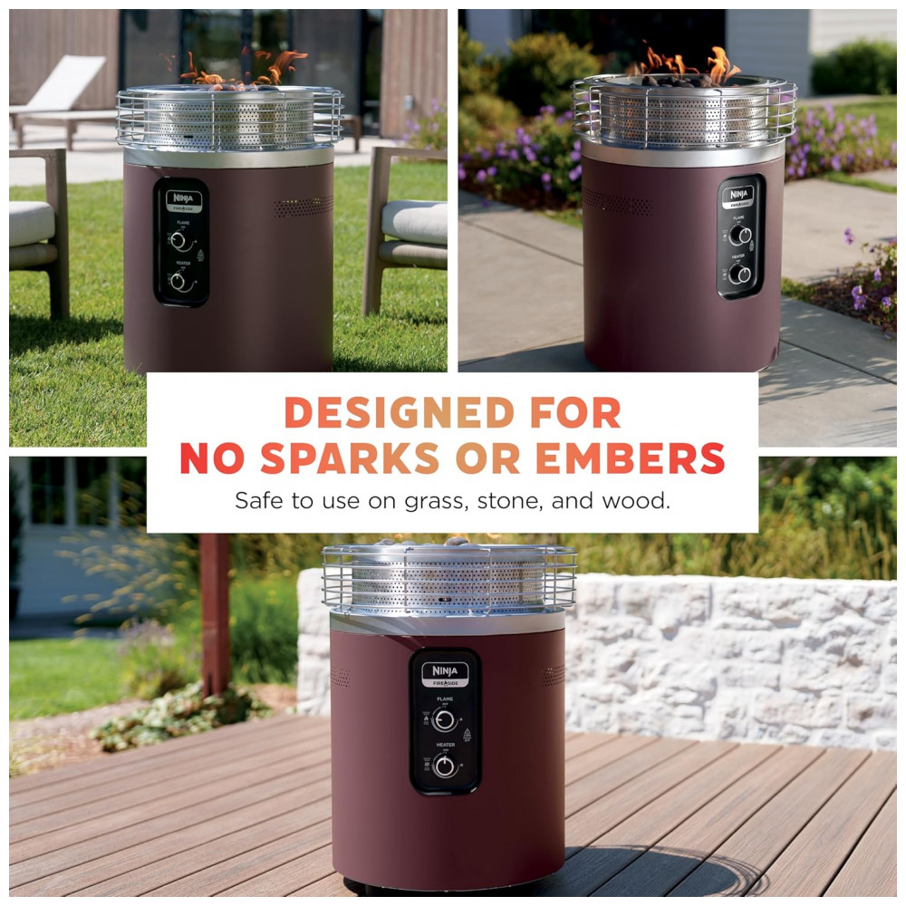 Ninja Fireside360 Aquecedor Externo Portátil com 3 Modos Chama, Calor e Ambos Para Jardim, Camping e Praia