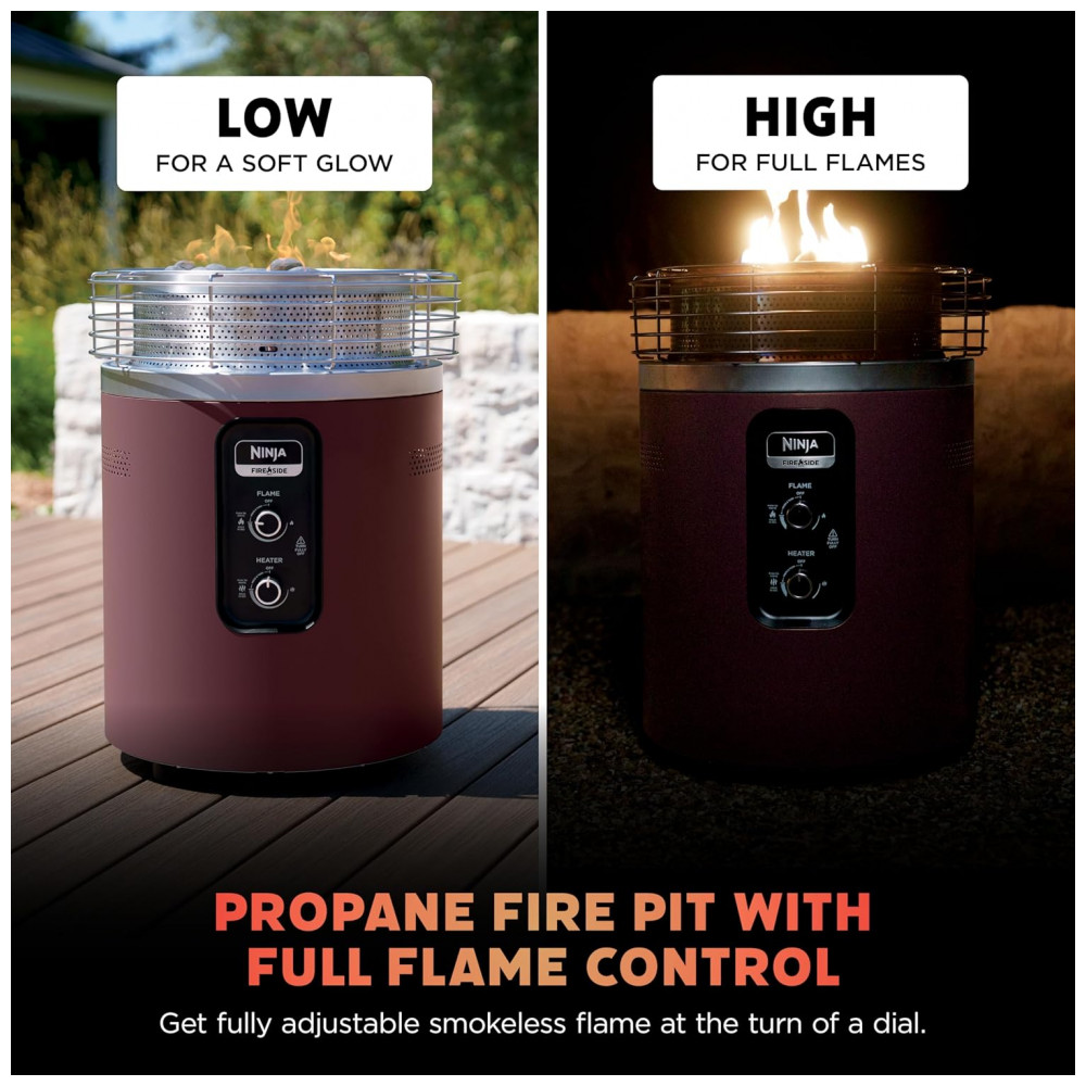 Ninja Fireside360 Aquecedor Externo Portátil com 3 Modos Chama, Calor e Ambos Para Jardim, Camping e Praia