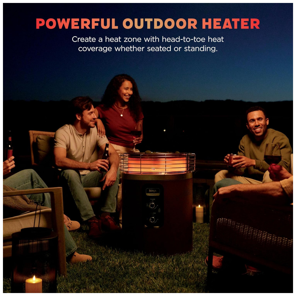 Ninja Fireside360 Aquecedor Externo Portátil com 3 Modos Chama, Calor e Ambos Para Jardim, Camping e Praia