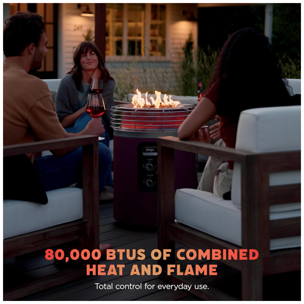 Ninja Fireside360 Aquecedor Externo Portátil com 3 Modos Chama, Calor e Ambos Para Jardim, Camping e Praia