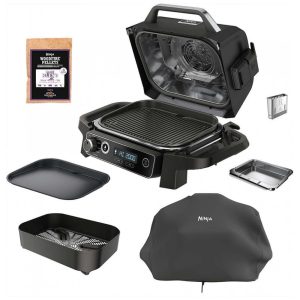 Ninja OG705CO Churrasqueira e Defumador Woodfire 7 em 1 com Sabor Autêntico de Lenha, Preto