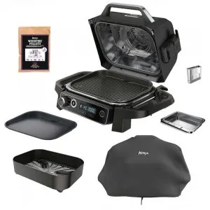 Ninja OG705CO Churrasqueira e Defumador Woodfire 7 em 1 com Sabor Autêntico de Lenha, Preto