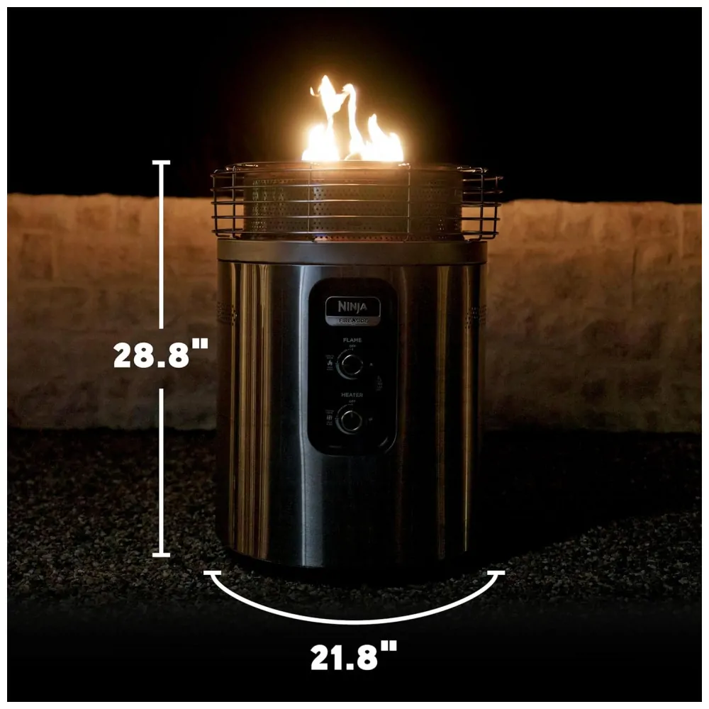 Ninja Fireside360 Aquecedor Externo e Fogueira Portátil com 3 Modos, Aço Inoxidável, 80.000 BTUs