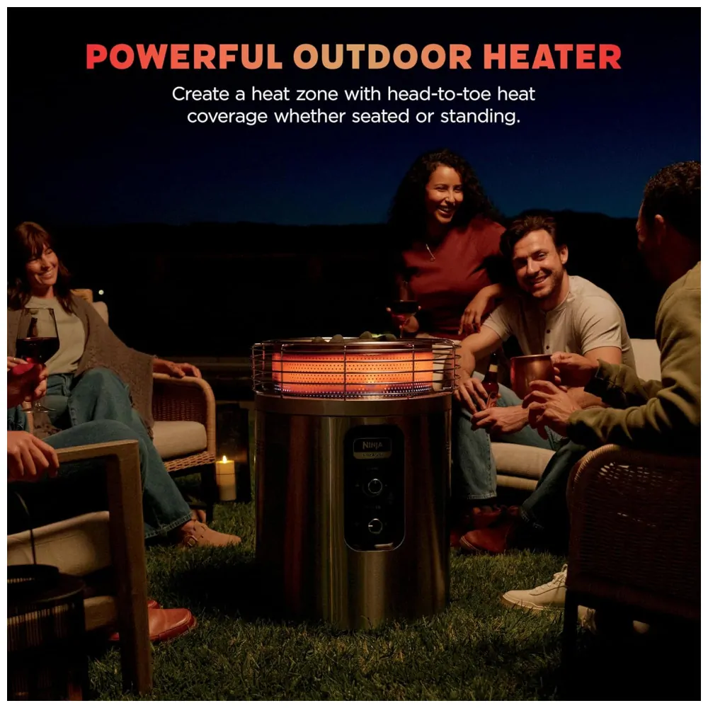 Ninja Fireside360 Aquecedor Externo e Fogueira Portátil com 3 Modos, Aço Inoxidável, 80.000 BTUs