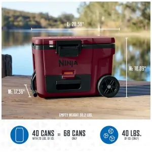 Caixa Térmica com Rodas Ninja FrostVault 42 L Merlot Gaveta Dry Zone Isolada
