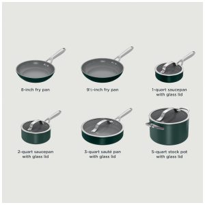 Conjunto de Panelas Ninja NeverStick Ceramic Pro 10 Peças Verde British Racing Green Revestimento Cerâmico Inox Indução