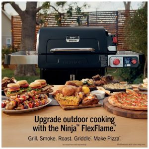 Churrasqueira Ninja FlexFlame 3 Queimadores Gás Propano e Elétrica 5 em 1 Preta 400W 110V