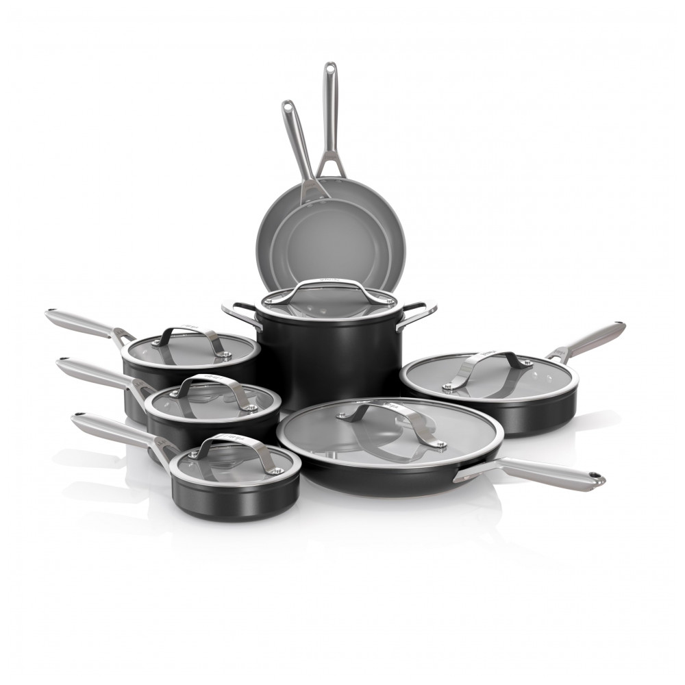 Conjunto de Panelas Ninja NeverStick Ceramic Pro 14 Peças Preto Revestimento Cerâmico Inox Indução