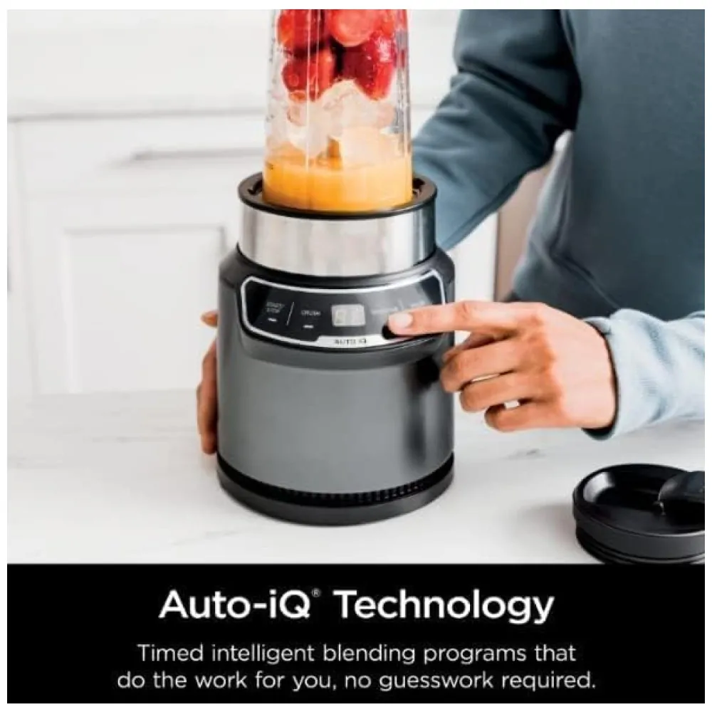Mixer Ninja BN401A Nutri Pro Compacto com Tecnologia Auto iQ, 1100 Watts, para Sucos, Vitaminas e Molhos, com Lâminas Afiadas