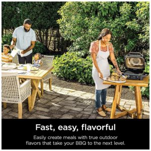 Ninja OG701 Churrasqueira Woodfire 7 em 1 Air Fryer, Assar, Grelhar e Defumar com Pellets de Madeira, Portátil e Elétrica, Cinza