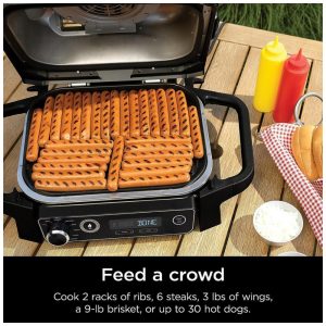 Ninja OG701 Churrasqueira Woodfire 7 em 1 Air Fryer, Assar, Grelhar e Defumar com Pellets de Madeira, Portátil e Elétrica, Cinza