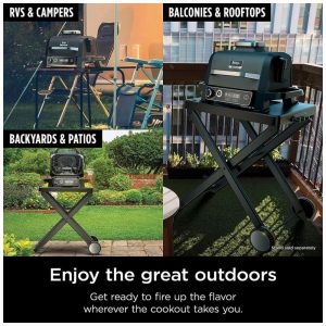 Ninja OG701 Churrasqueira Woodfire 7 em 1 Air Fryer, Assar, Grelhar e Defumar com Pellets de Madeira, Portátil e Elétrica, Cinza