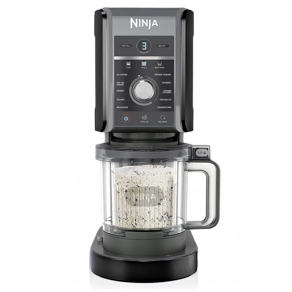 Sorveteira Ninja CREAMi Deluxe Preta 2 Potes 710 ml 11 Programas XL NC501 110V