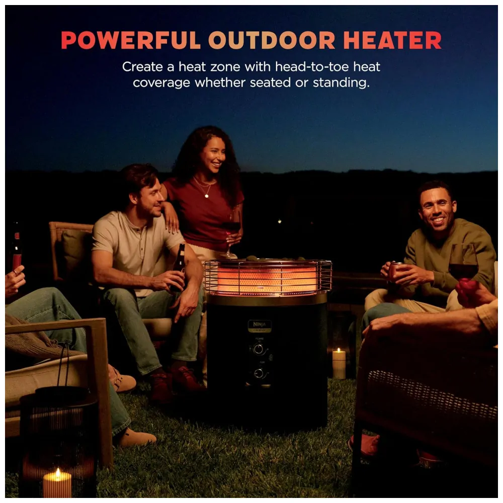 Ninja Fireside360 Aquecedor Externo com 3 Modos Chama, Calor e Chama Calor Portátil e Sem Fumaça