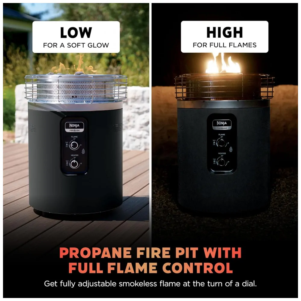 Ninja Fireside360 Aquecedor Externo com 3 Modos Chama, Calor e Chama Calor Portátil e Sem Fumaça