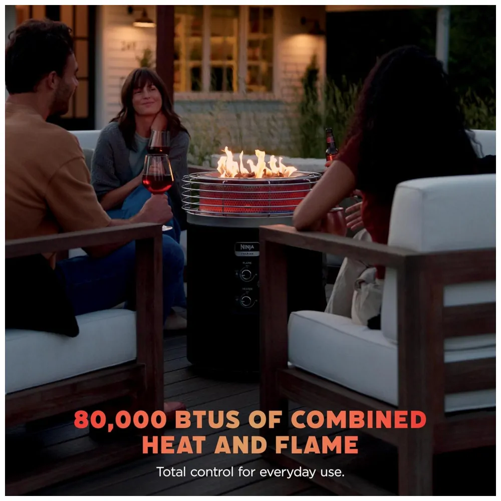 Ninja Fireside360 Aquecedor Externo com 3 Modos Chama, Calor e Chama Calor Portátil e Sem Fumaça
