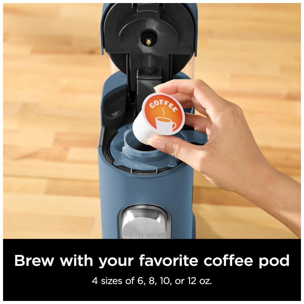 Cafeteira Ninja Pods Grounds Azul 1,65 L Café em Pó e Cápsulas 7 Tamanhos de Dose PB041BL 110V