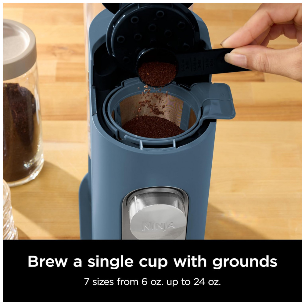 Cafeteira Ninja Pods Grounds Azul 1,65 L Café em Pó e Cápsulas 7 Tamanhos de Dose PB041BL 110V