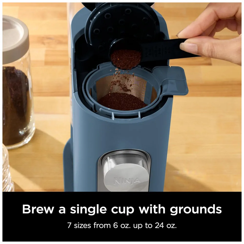 Cafeteira Ninja Pods Grounds Azul 1,65 L Café em Pó e Cápsulas 7 Tamanhos de Dose PB041BL 110V