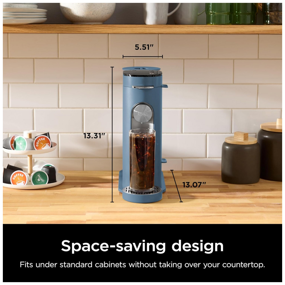 Cafeteira Ninja Pods Grounds Azul 1,65 L Café em Pó e Cápsulas 7 Tamanhos de Dose PB041BL 110V