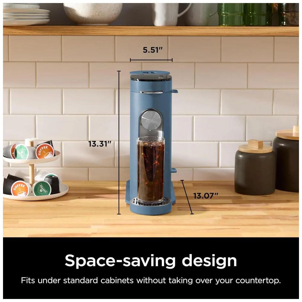 Cafeteira Ninja Pods Grounds Azul 1,65 L Café em Pó e Cápsulas 7 Tamanhos de Dose PB041BL 110V