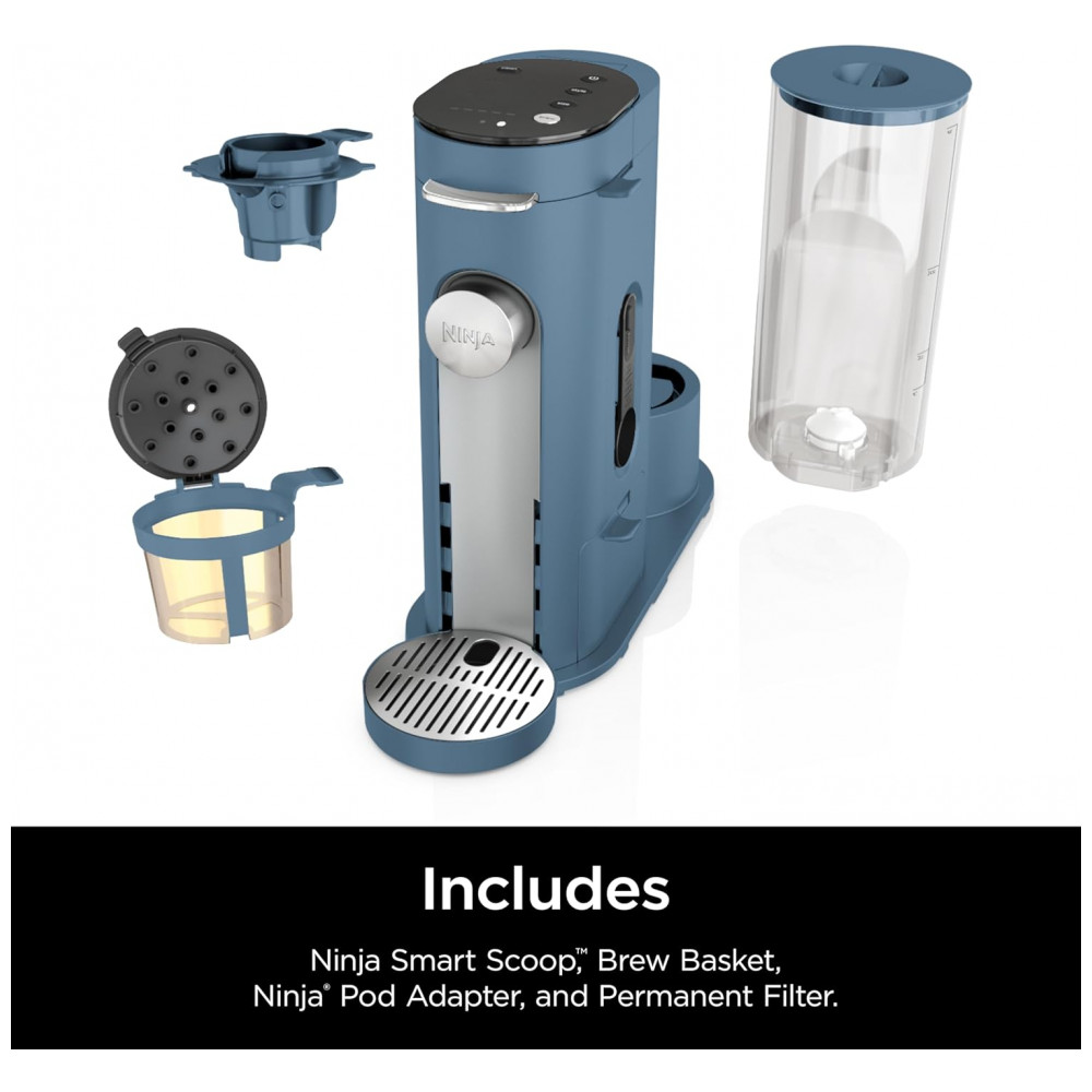 Cafeteira Ninja Pods Grounds Azul 1,65 L Café em Pó e Cápsulas 7 Tamanhos de Dose PB041BL 110V