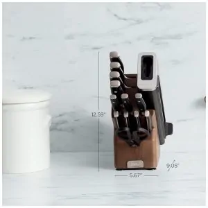 Jogo de Facas Ninja NeverDull Wood Series 13 Peças Aço Inox Alemão Bloco em Madeira com Afiador Integrado