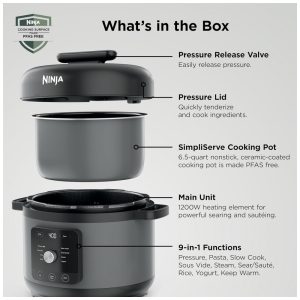 Panela de Pressão Elétrica Ninja HyperHeat Cinza 6,2 L 9 em 1 SimpliServe Pot 1200 W PC201GY 110V