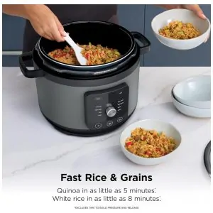 Panela de Pressão Elétrica Ninja HyperHeat Cinza 6,2 L 9 em 1 SimpliServe Pot 1200 W PC201GY 110V
