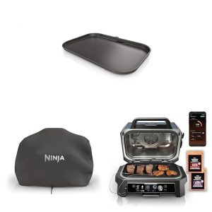 Ninja Woodfire Pro Connect Premium XL Chapa de Cerâmica Capa Resistente Churrasqueira 7 em 1 Bluetooth