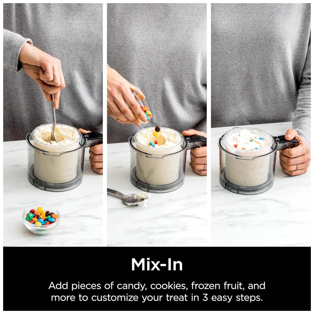 Sorveteira Ninja CREAMi Deluxe Prata para Sorvetes, Picolés e Iogurte Congelado com 4 Potes XL de 710ml, 11 em 1, Capacidade Extra