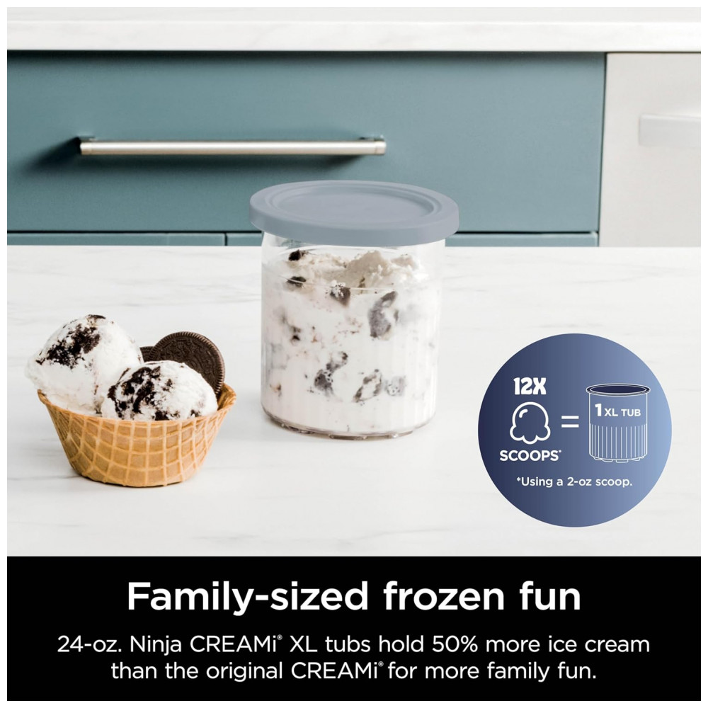 Sorveteira Ninja CREAMi Deluxe Prata para Sorvetes, Picolés e Iogurte Congelado com 4 Potes XL de 710ml, 11 em 1, Capacidade Extra
