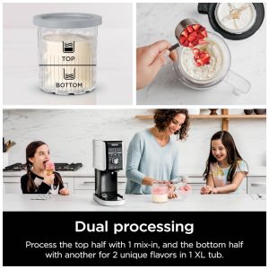 Sorveteira Ninja CREAMi Deluxe Prata para Sorvetes, Picolés e Iogurte Congelado com 4 Potes XL de 710ml, 11 em 1, Capacidade Extra