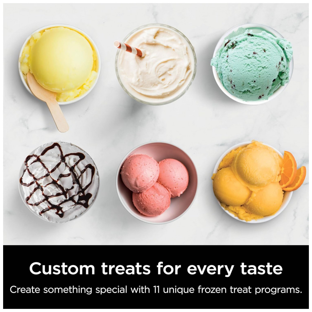 Sorveteira Ninja CREAMi Deluxe Prata para Sorvetes, Picolés e Iogurte Congelado com 4 Potes XL de 710ml, 11 em 1, Capacidade Extra